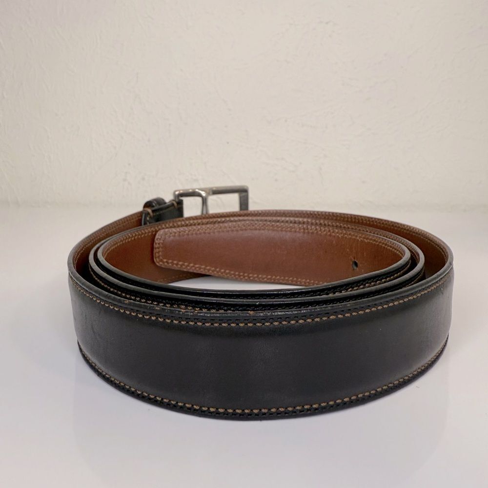 Coach Men’s Black Leather Belt, Solid Brass Silver Buckle, Calfskin Sz 42 - Picture 3 of 6